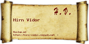 Hirn Vidor névjegykártya